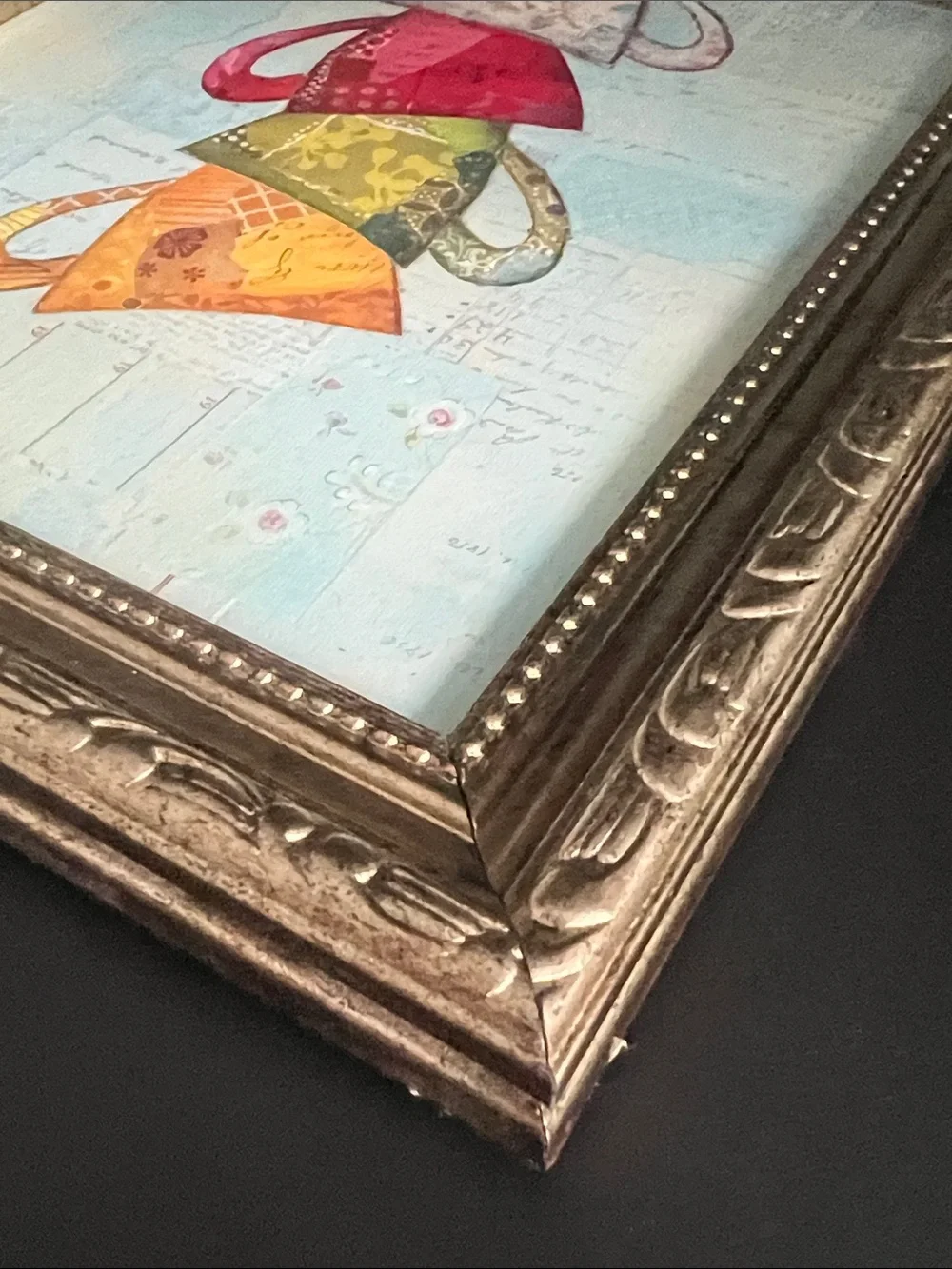 Stacked Teacups Ornate Framed Art